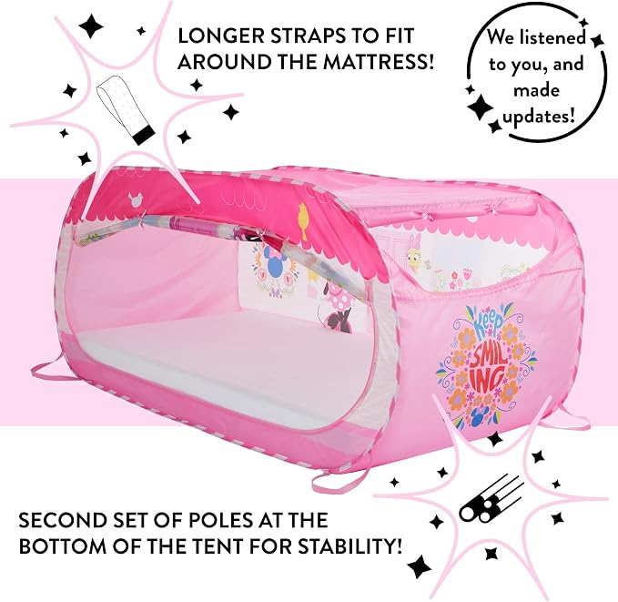 Disney Minnie Mouse 2 in 1 Kids Pop Up Play Tent and Twin Bed Tent for Pretend and Imaginative Play