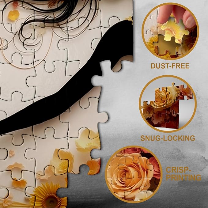 Beautiful Women Flower Puzzles for Adults 1000 Pieces Nature, Colorful Floral Butterfly Art Jigsaw Puzzles, Impossible Hard Difficult Challenging Aesthetic Puzzle