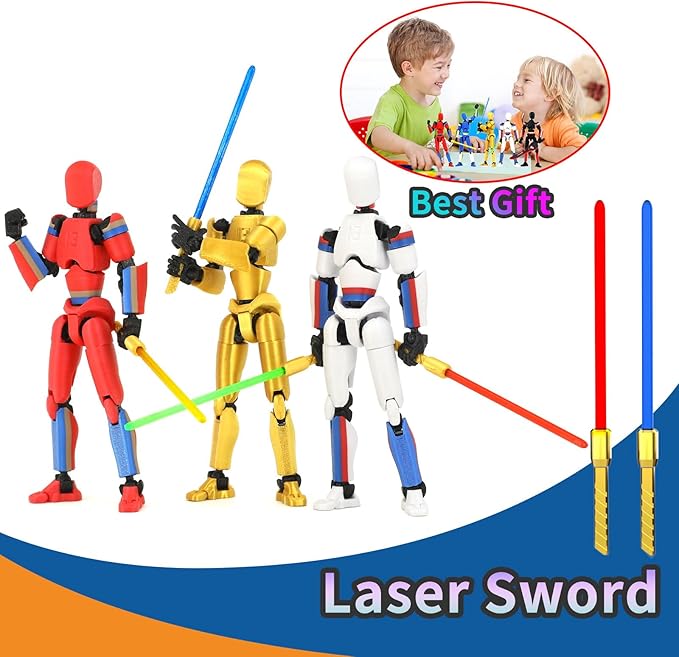 5-Pack Titan 13 Action Figure, 3D Printed Multi-Colored T Dummy 13 | Already Assembled T Lucky13 Action Figure Set with Laser Saber Dummy 13 Robo Nova 13, Figura de acción 13