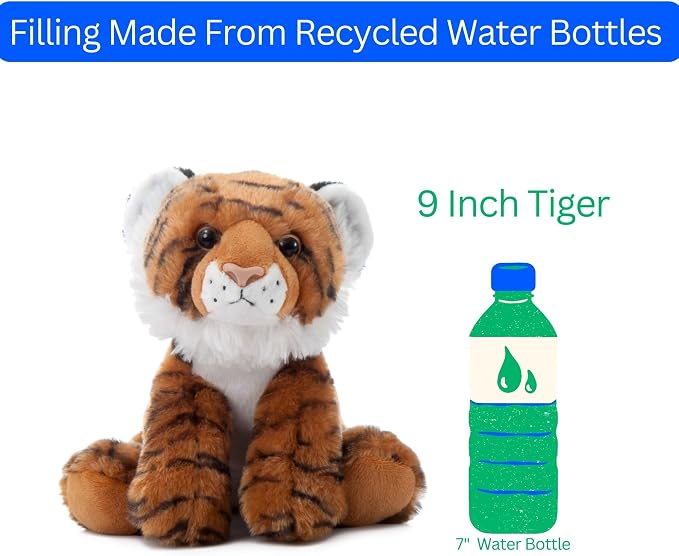 The Petting Zoo Tiger Stuffed Animal, Gifts for Kids, Wild Onez Zoo Animals, Tiger Plush Toy 9 inches