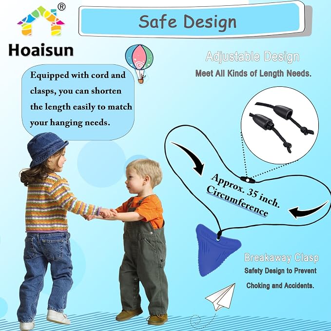 Hoaisun Chew Necklaces for Sensory Kids, 6 Pack Chewy Necklace Sensory for Kids with Autism, ADHD, SPD, Chewing, Oral Chew Toys Silicone Teething Necklace for Adults Reduces Chewing Fidgeting
