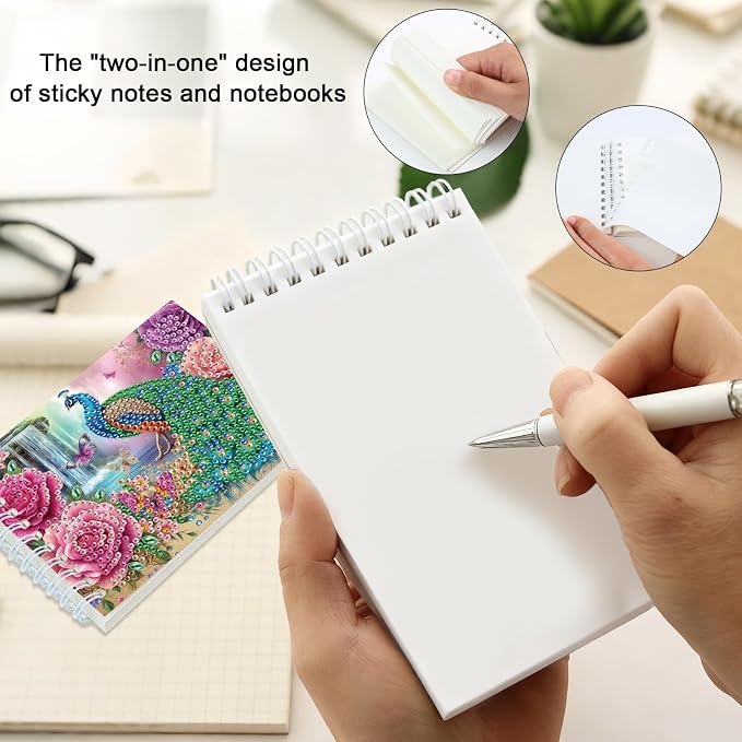 2 Pcs Peacock Diamond Painting Notebook 80 Pages for Adults,Diamond Art Journal and DIY Sketchbook, Diamonds Art Kit Supplies,Gift for Beginners, Craft Lovers, Artists. (Peacock)