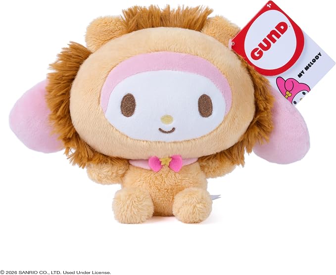 GUND Sanrio Official Hello Kitty and Friends My Melody Circus Lion, Collectible Plush Toy, Lion Stuffed Animal for Ages 1 and Up, 6”