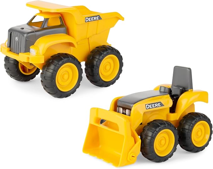 TOMY John Deere Vehicle Set - Includes Dump Truck Toy and Tractor Toy with Loader - Kids Construction and Outdoor Toys - 2 Count - Ages 18 Months and Up