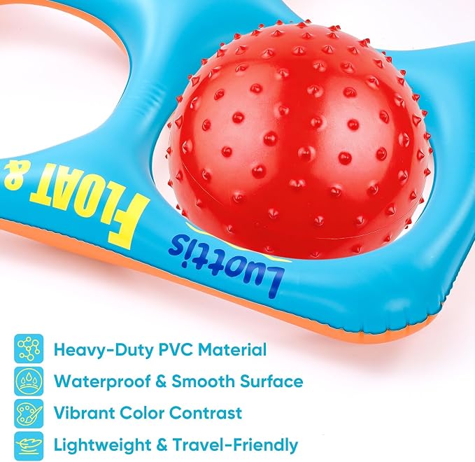 Inflatable Tic Tac Toe Pool Game Set – Pool Toys with 10 Balls, Fun for Kids, Teens, Adults, Family, Party, Beach, Outdoor & Indoor, 2-10 Players