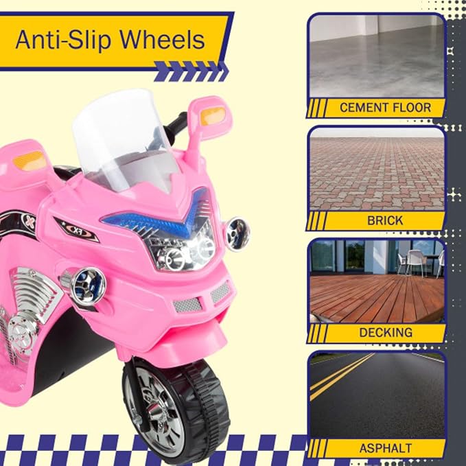 Kids Motorcycle - 3-Wheel Ride on Toy with Reverse, Sounds, and Headlights - 6V Electric Motorcycle for Kids Ages 3 to 6 by Lil' Rider (Pink)