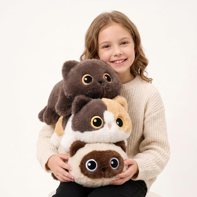 Weighted Cat Stuffed Animal, 12-Inch, 1.2 lbs Siamese Cat Plush, Cuddly Soft Plushie Pillow Gift for Kids & Adults