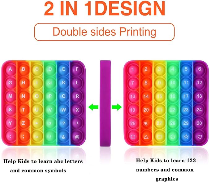 Letters P00p Fidget Toys,ABC Learning and Educational Toys,Poppers Fidget Toys,Stress Relief,Autism Sensory Toys [26 Letters on One Side | Numbers 1-30 on The Other Side] (1 Pack)