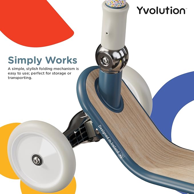 Yvolution Y Glider Classic 3-Wheel Kick Scooter for Kids – Lean-to-Steer, Adjustable Handlebar, Foldable Design – Ages 3-8, Max Weight 110lbs