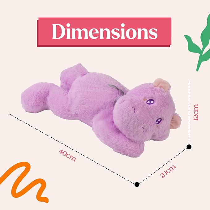 Lilly's Love Heatable & Coolable Lavender Scented Weighted Stuffed Animal - Microwavable Heatable Pad for Kids & Adults - Machine Washable Plushie - Calming Stuffed Animal for Anxiety - Hippo