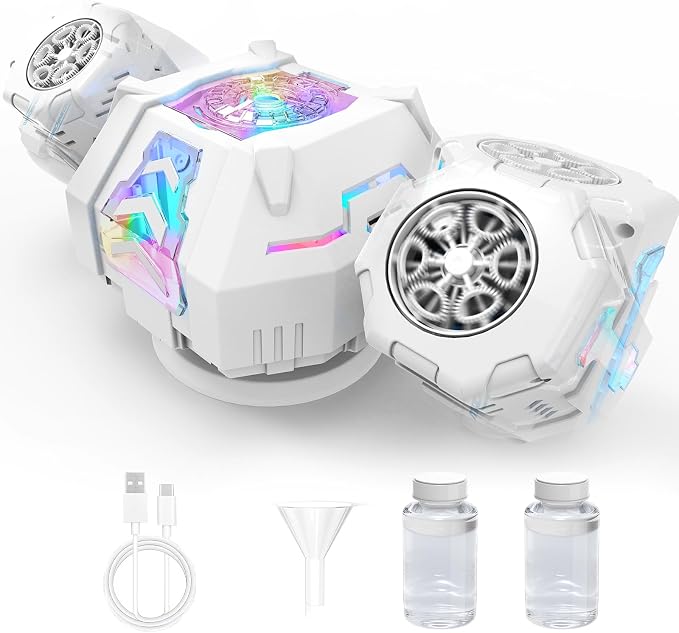 Remote Control Rotating Bubble Machine, Rechargeable Auto Bubble Blower for Kids Party Outdoor Gift