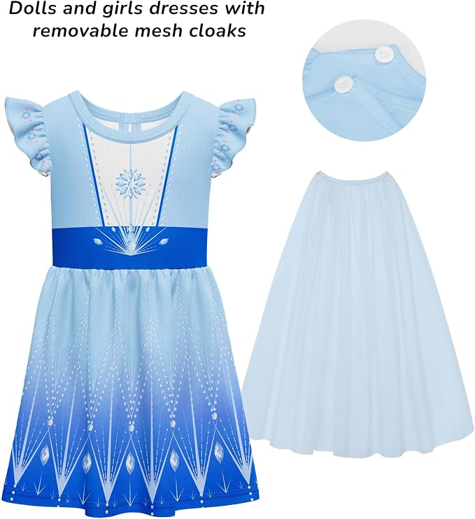 LQSZ Doll and Girl Matching Princess Dress Outfits for Girls and 18" Matching Doll and Girl Clothes