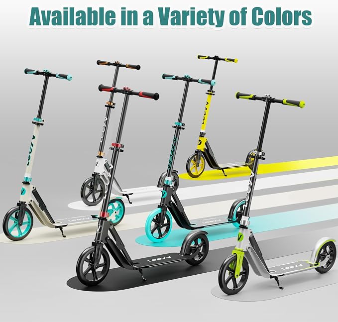 Adult Scooter with Big Wheels | Adjustable Height, Foldable Aluminum Frame | Smooth Ride for Urban Commuting and Outdoor Fun | Suitable for Teens 8-12 | 220 lbs Weight Limit