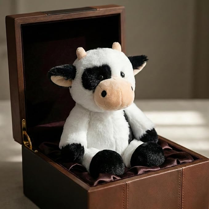 Stuffed Animal Plush Toy Soft Plushie Cuddly Holstein Cow Cute Plush Toy for Kids Toddlers Boys Girls Birthday Christmas Nursery Decor Party Favors
