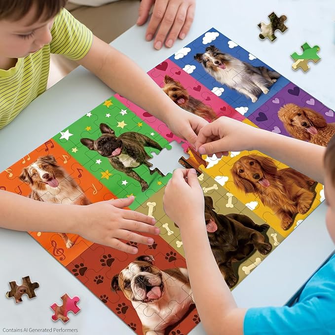 100 Pieces Puzzles for Kids Ages 4-8, Puppy Educational Kids 100 Piece Puzzle, Children Jigsaw Puzzles Kids Puzzles, Educational Learning Puzzle Toys for Girls and Boys