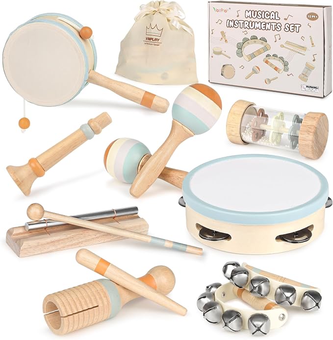 Vanplay Baby Musical Toys Set - Montessori Toys for 2 3 Year Old Boy Girl Birthday Gifts, 8 in 1 Musical Instruments for Toddlers with Drum/Flute/Maracas, Preschool Learning Toys for Baby 18+ Months