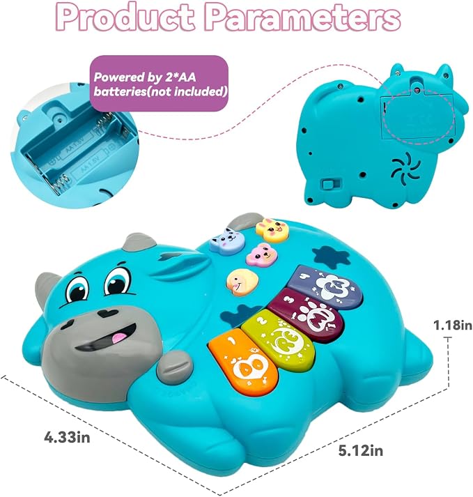 Baby Musical Toys Piano for 2 Year Old Girls Boys Toys Age 2 Light Up Music Learning Toys for Toddlers 3 Easter Gifts Infant Baby Toys 18 Month (Cow)