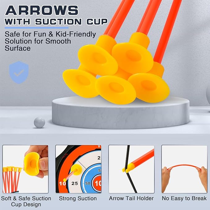 Bow and Arrow Set for Kids, 2 Pack LED Light Up Archery Set with 20 Suction Cup Arrows, Indoor and Outdoor Toy for Boys Girls Age 4-8 8-12 with Standing Target&2 Quivers, Birthday Gift 3-12 Years Old