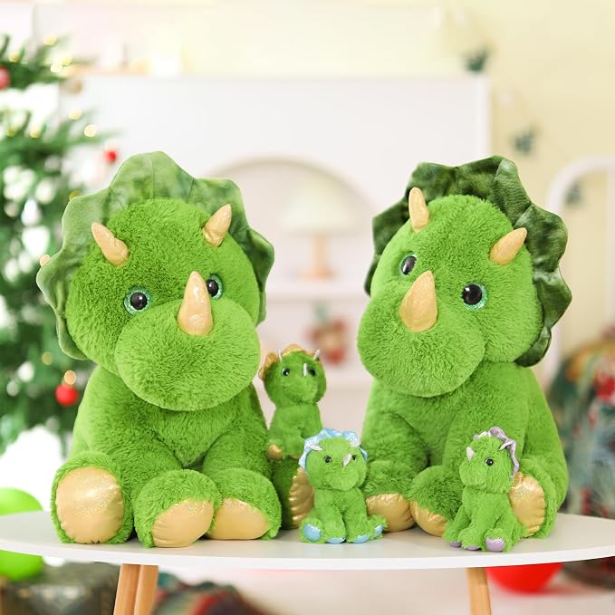 Muiteiur 24.4 Inch Dinosaur Stuffed Animal, Giant Triceratops Stuffed Animal, Soft Dinosaur Plush Toy,Gift for Kids Boys Girls,Green