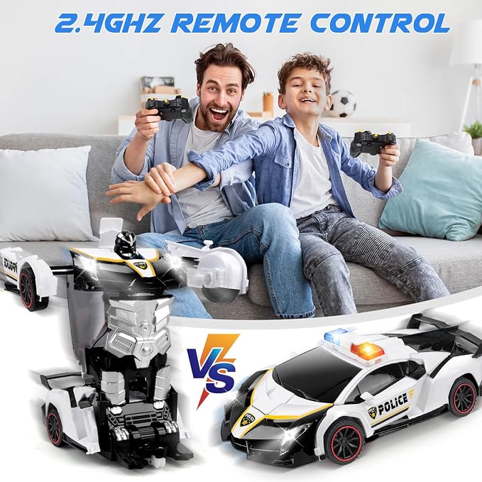 YOTOY Remote Control Car Toy for Kids 4 5 6 7 8, Transform Police RC Cars Toy, Robot Car, Birthday Gift for Kids Toys Age 4 5 6 Years Old Boys and Girls