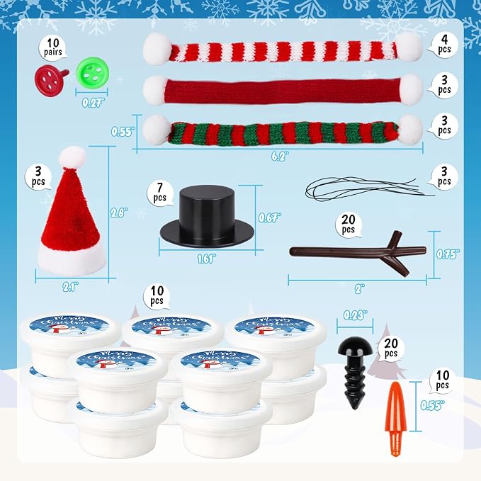 30 Pack Stocking Stuffers for Kids,Christmas Crafts for Kids Bulk,Build a Snowman Crafts Kit Modeling Clay,Christmas Stocking Stuffers Gifts Activities for Boys Girls (10 Snowman)
