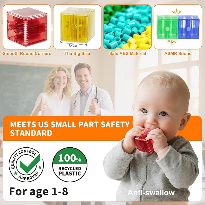 40 PCS Magnetic Blocks for Toddlers Age 1-3, 1.34" Transparent Large Magnetic Cubes for Kids , Magnet Blocks Montessori Sensory Toys for Boys Girls Birthday Gift, Big Building Cube Preschool STEM Toy