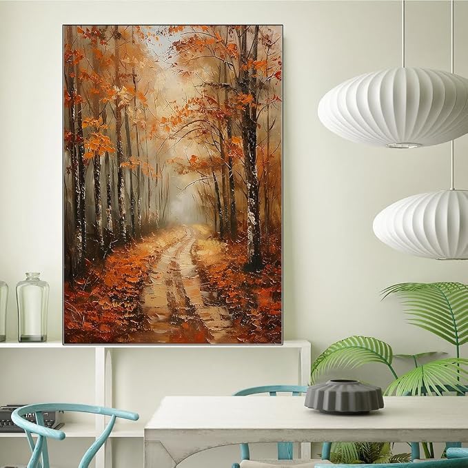Fall Paint by Numbers for Adults and Kids, Painting by Number Kits On Canvas, Tree Landscape Number Artist Paint by Number Kit Without Frame DIY Oil Painting Acrylic Paints, Home Wall Decor, 12x16in
