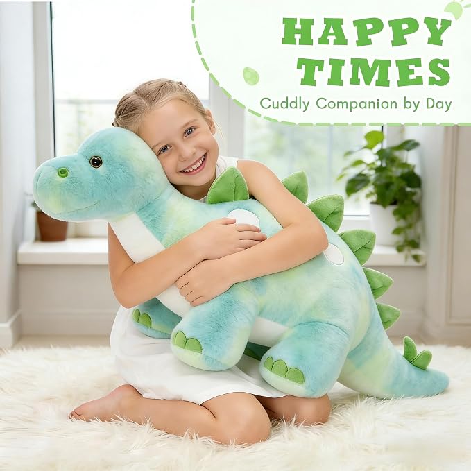 Giant Dinosaur Stuffed Animal for Girls,Large Dinosaur Plush Toys,31.5Inch Big Dino Plushies,Green Cute Stegosaurus Stuffy,Dino Pillow Christmas,Valentine's,Thanksgiving,Easter,Birthday Gifts