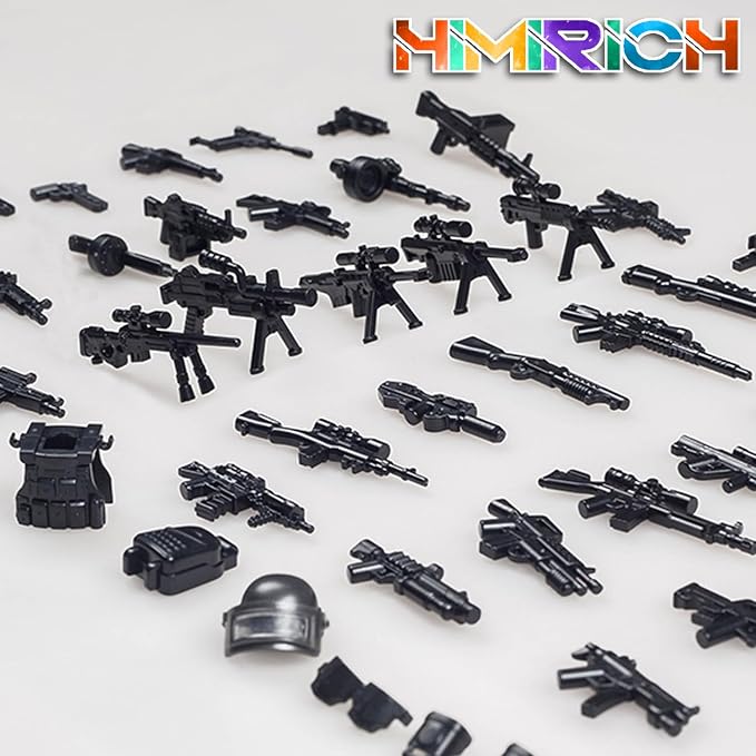 U.S. Second Edition Military Weapons Pack, Military Toy Gun Set for Classic Building Blocks, 50+ Pieces WW2 Army Accessory Combination, Compatible with Major Brands