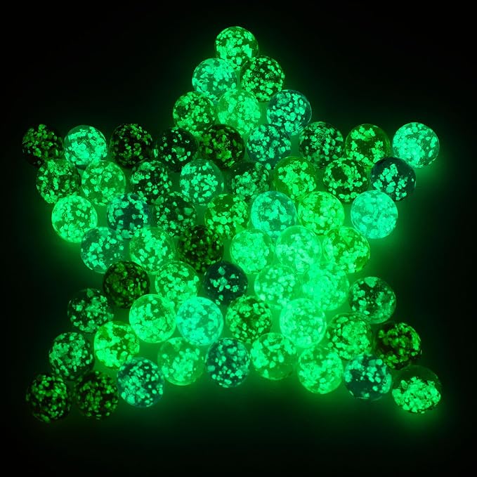 48 Pieces Marbles Glow in The Dark for Kids Mixed Colors Luminous Glass Marbles Runs for Kids Games DIY and Home Decoration(0.8 CM/ 0.32 Inch)