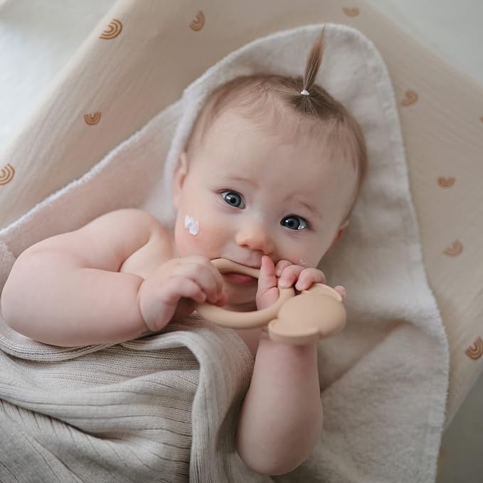 mushie Silicone Baby Teether Toy | Dog Brown