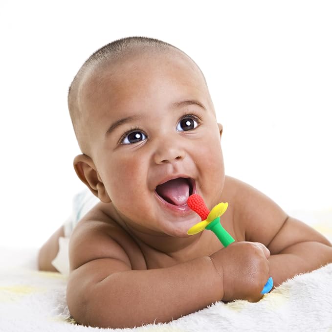 Silicone Teether Tube Stick for Babies – Textured Teething Toy with Grip Handle, Reaches Front Gums & Back Molars, BPA-Free, Easy to Hold