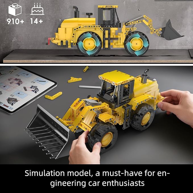 Mould King 17084 Wheel Loader Construction Toy, Buildable Bulldozer Construction Vehicle Building Set, Realistic Loading Shovel for Adult (910 PCS)