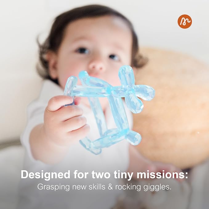 Crystal Jelly Baby Teether – Teething Toys 3-6 Months Food Grade Silicone Teether with Storage Box and Pacifier Clip, Safe for Babies (Rose Quartz Clip+Box)