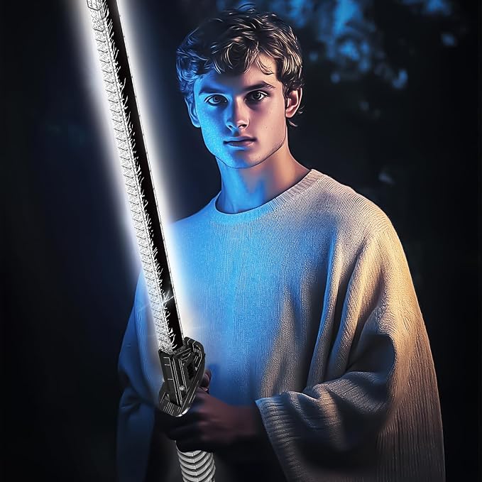 Mould King Dark Sword Building Set - 45.67" Rechargeable LED Lightsaber with Display Stand, DIY Assembly STEM Model Kit for Adults, Creative Collectible Sci-Fi Toy & Cosplay Gift Idea (885+ PCS)