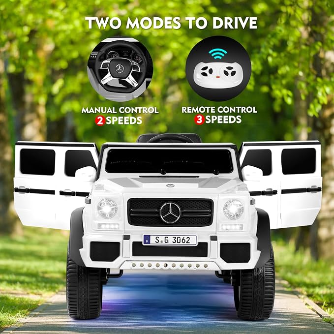 JOYLDIAS Kids Ride On Cars, Licensed Mercedes-Benz Maybach G650S, 12V7AH Battery Powered Toy Electric Car for Kids W/LED Underglow Lights, Remote Control,2 Motors, 3 Speeds,Music,Bluetooth,Horn, White