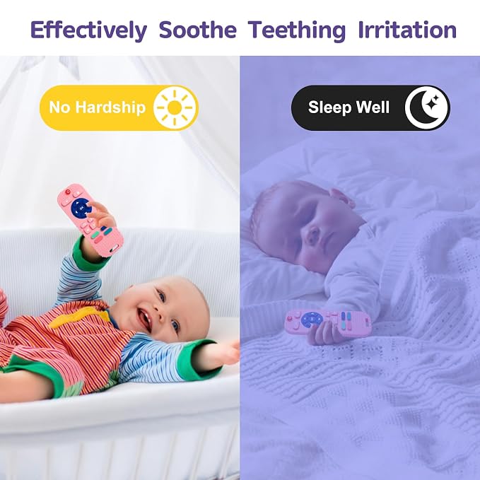 Hooku Silicone Teething Toys for Babies 0-6 Months, Teethers for Babies 6-12 Months, Remote Teether for Baby, Sensory Toys for Babies, Baby Chew Toys