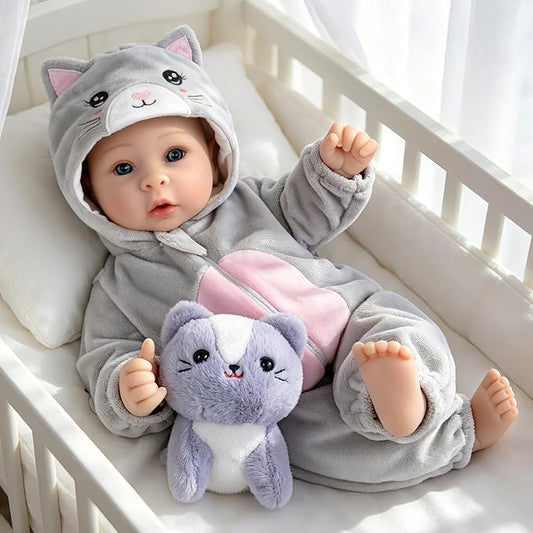 Aori Lifelike Baby Dolls - Realistic 17-Inch Baby Girl with Cute Lightweight Body, Real Life Baby Doll Set with Accessories for 3+ Kids Girls & Collection