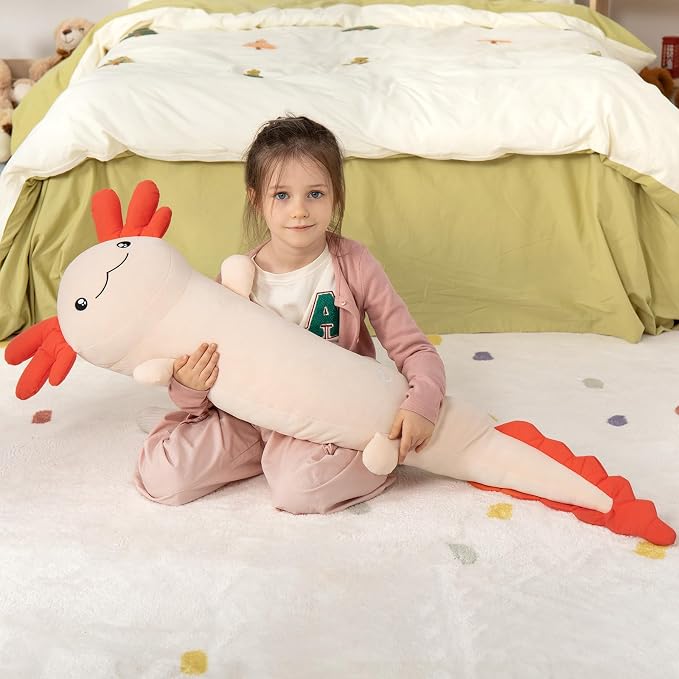 MaoGoLan Giant Axolotl Plush Pillow, Big Axolotl Plush Stuffed Animal Toy for Kid Girl Boy, Jumbo Stuffed Salamander Body Pillow Glow in The Dark, Birthday Day Gift Baby Shower Party Decor, Pink