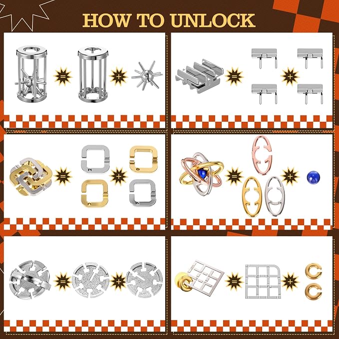 24 Pcs Metal Brain Teaser Puzzles Assortment for Adults Difficult Magic Puzzles Highly Hard Brain Games Iq Logic Test Disentanglement Game for Mind Challenge(Funny)