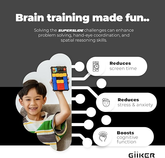 GiiKER Super Slide Puzzle Games, Original 500+ Challenges Brain Teaser Puzzle, Toys for Kids Teens, Travel Games Birthday Gifts STEM Toys for Ages 6+ Boys Girls, Activities for Road Trips