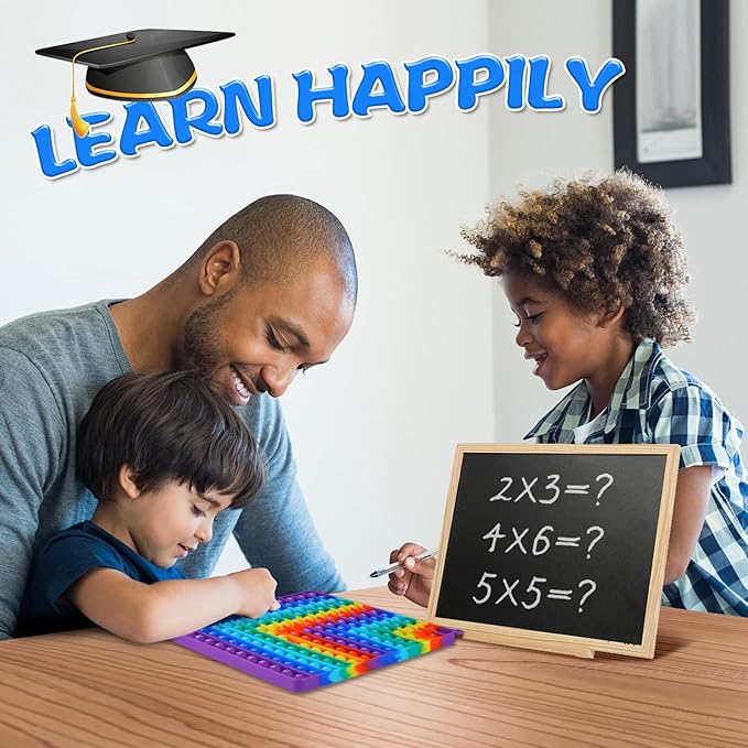 2 in 1 Multiplication Table Game and Digital Addition Table P0PP Math Toy, DK-SIMINA Rainbow Dimple Finger tip Toy, Math Manipulation Game, Create Various Math Operations (1 PCS)