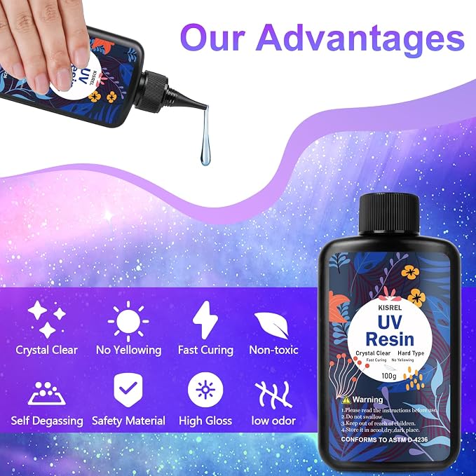KISREL UV Resin Jewelry Making Kit, 300g Crystal Clear Resin with Light and Molds, DIY Jewelry Making Kit, Resina Starter Kits for Keychain and Earring
