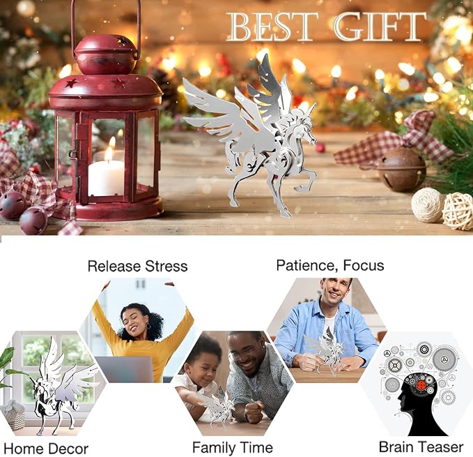 Microworld 3D Metal Puzzle, Mechanical Unicorn Metal Model Kits, Steel Warcraft Collection Challenge Brain Teaser DIY Art Craft Decoration 3D Puzzles for Adults