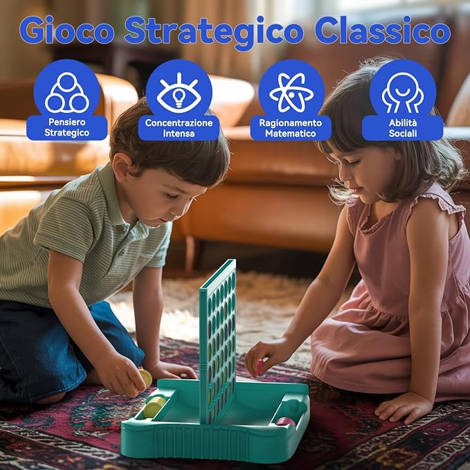 Pup Go 4 in a Row Game, Classic Family Board Game for Kids & Adults, Perfect Educational Toy for Boys Girls Ages 3-8, Portable 2-Player Strategy Games for Travel, Foldable with 6 Spare Discs Green