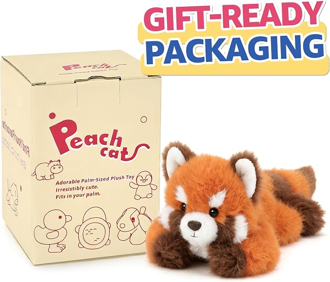 PEACH CAT Red Panda Stuffed Animals Cute Plushies Small Plush Toys Gifts for Kids