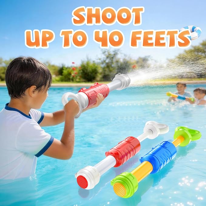 4 Pack Water Gun for Kids - 40 Feet Long Range, Large Capacity Water Blaster, Summer Water Toys Outdoor Pool and Beach Toy for Boys Girls Ages 4-8 8-12