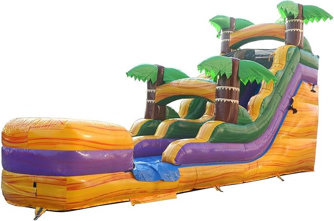 TentandTable Inflatable Water Slide for Kids and Adults, Commercial Grade Giant Blow Up Backyard Water Fun, Includes Electric Air Blower, 27' L x 9' W x 15' H, Tropical Yellow Marble