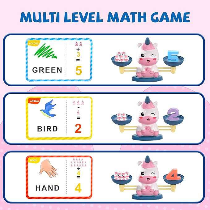 Snugzy Unicorn Balance Counting Toys, Number Counting Scale Games for Kids Cool Math Learning Games for Boys and Girls Preschool Kindergarten Learning STEM Montessori Educational Toys for 3+