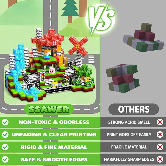 Magnetic Blocks, 100PCS Magnetic Building Blocks, Stacking Magnetic for Kids, Sensory Toy for STEM Constructions Magnetic Blocks for Boys Girls Age 3+, Holiday Birthday Gifts